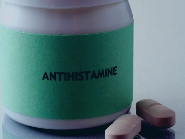 Bottle of antihistamine meds.